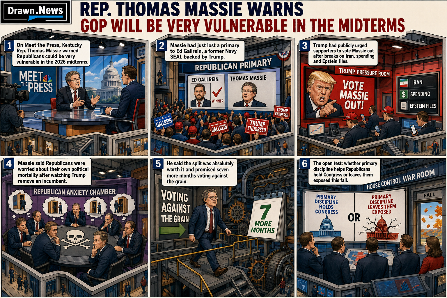 Drawn.News comic: Rep. Thomas Massie warns GOP will be ‘very vulnerable’ in the midterms