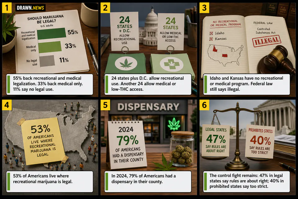 Drawn.News comic: America's marijuana rulebook split