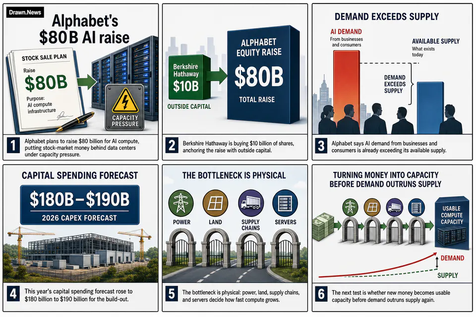 Drawn.News visual brief: Alphabet's $80B AI raise