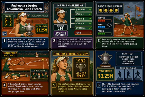 Drawn.News visual brief: Andreeva stymies Chwalinska, wins French Open