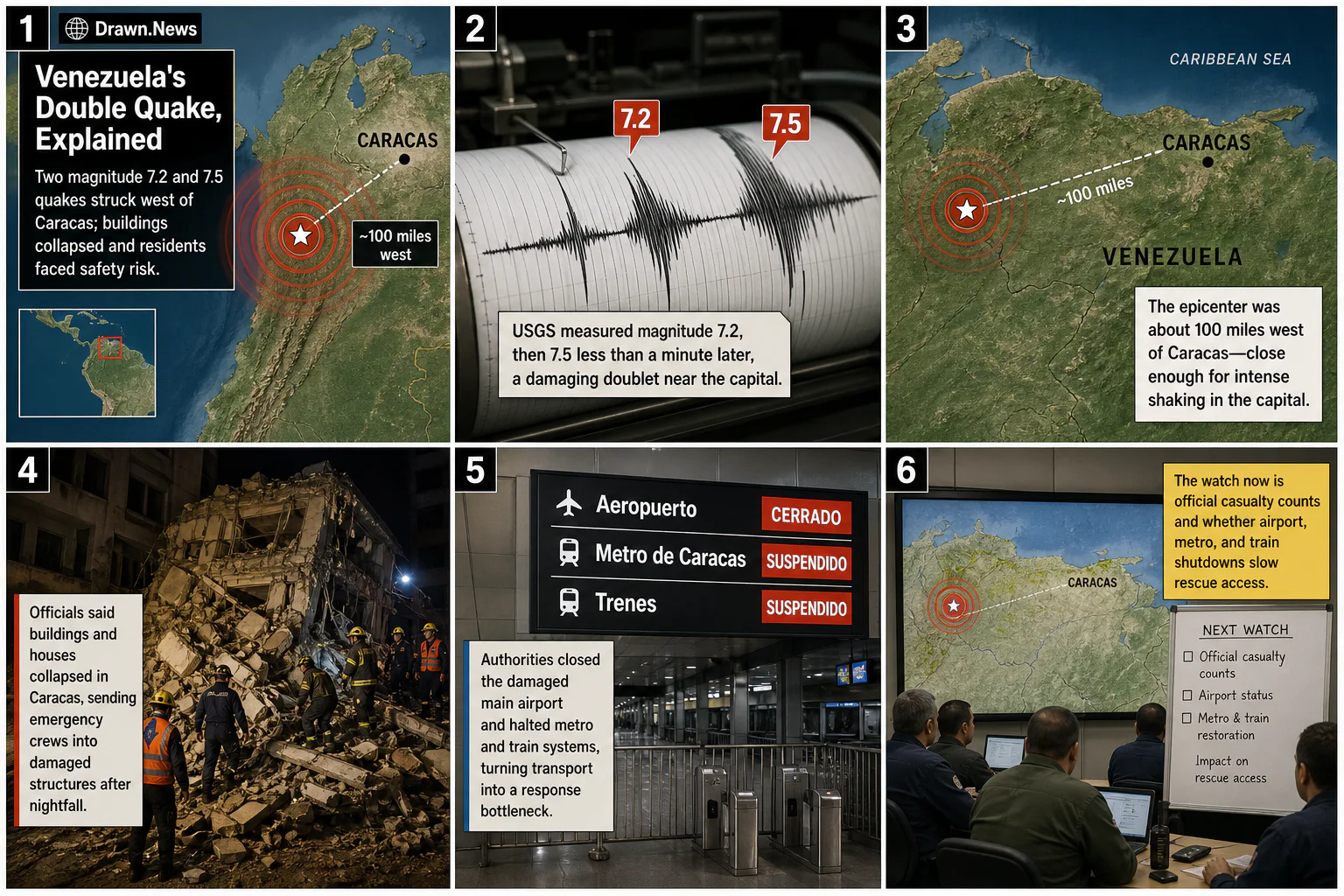 Drawn.News visual brief: Venezuela's Double Quake, Explained