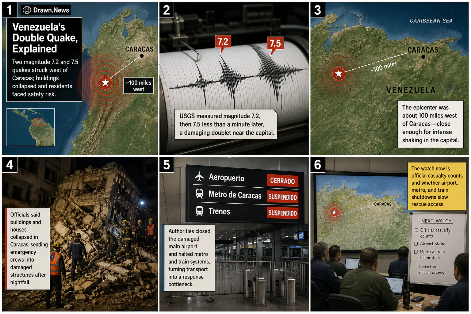Drawn.News visual brief: Venezuela's Double Quake, Explained