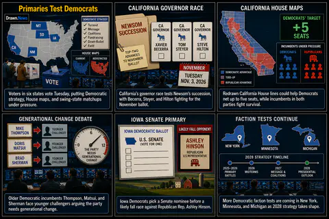 Drawn.News visual brief: Democratic battles and incumbents on defense: What to watch in Tuesday’s primaries