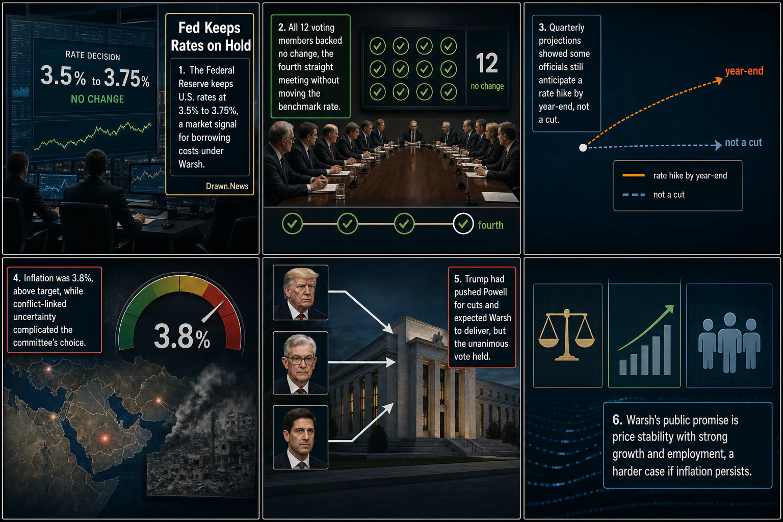 Drawn.News visual brief: Fed Keeps Rates on Hold