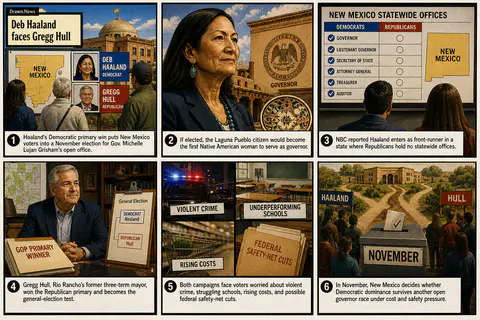 Drawn.News visual brief: Deb Haaland faces Gregg Hull in New Mexico governor race