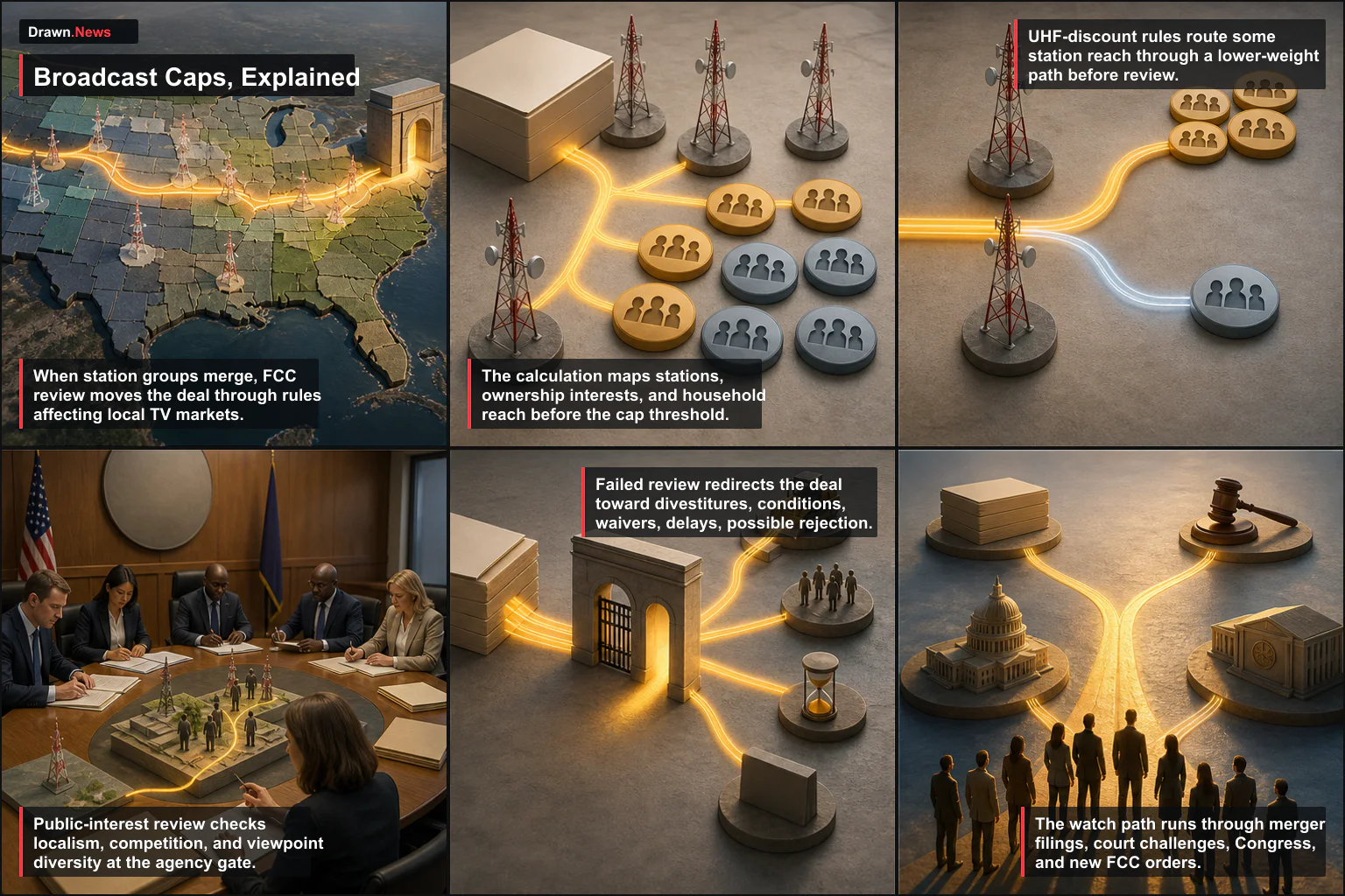 Drawn.News visual brief: How Broadcast Ownership Caps Work