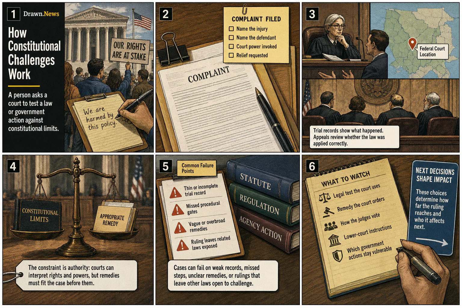 Drawn.News visual brief: How Constitutional Challenges Work