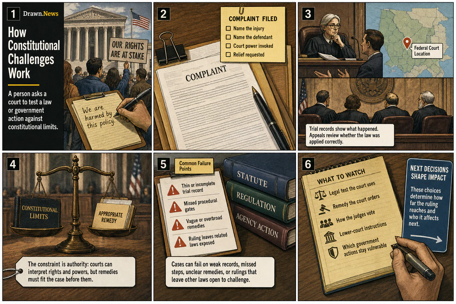 Drawn.News visual brief: How Constitutional Challenges Work