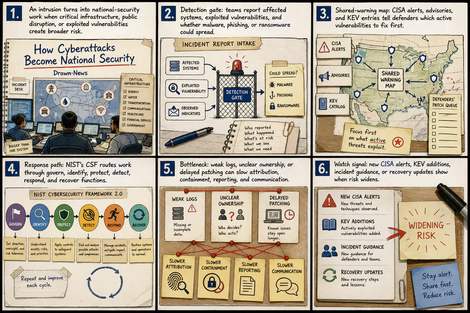 Drawn.News visual brief: How Cyberattacks Become National Security