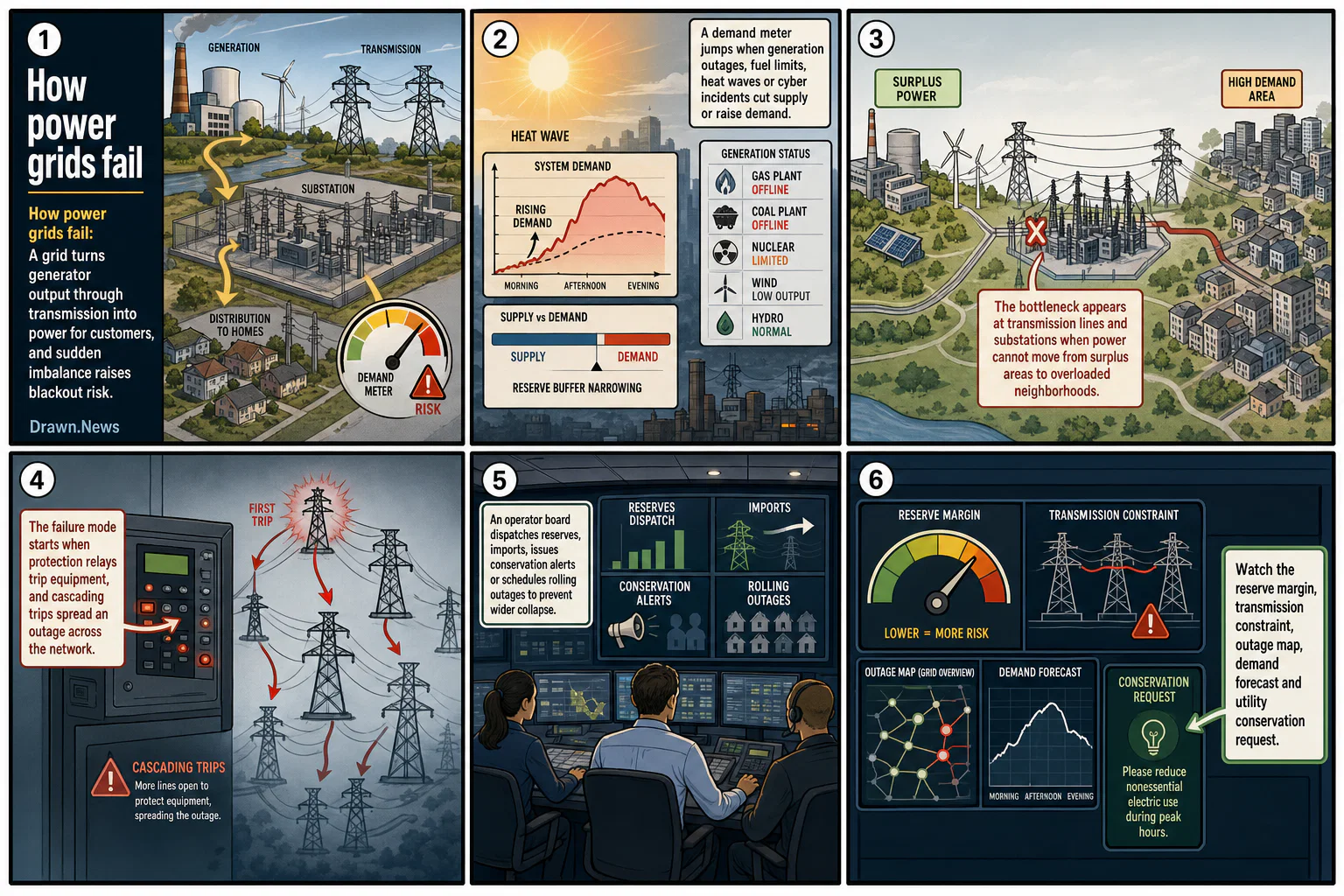 Drawn.News visual brief: How Power Grids Fail