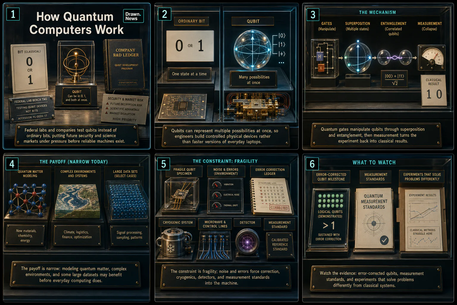 Drawn.News visual brief: How Quantum Computers Work