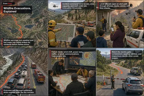 Drawn.News visual brief: How Wildfire Evacuations Work
