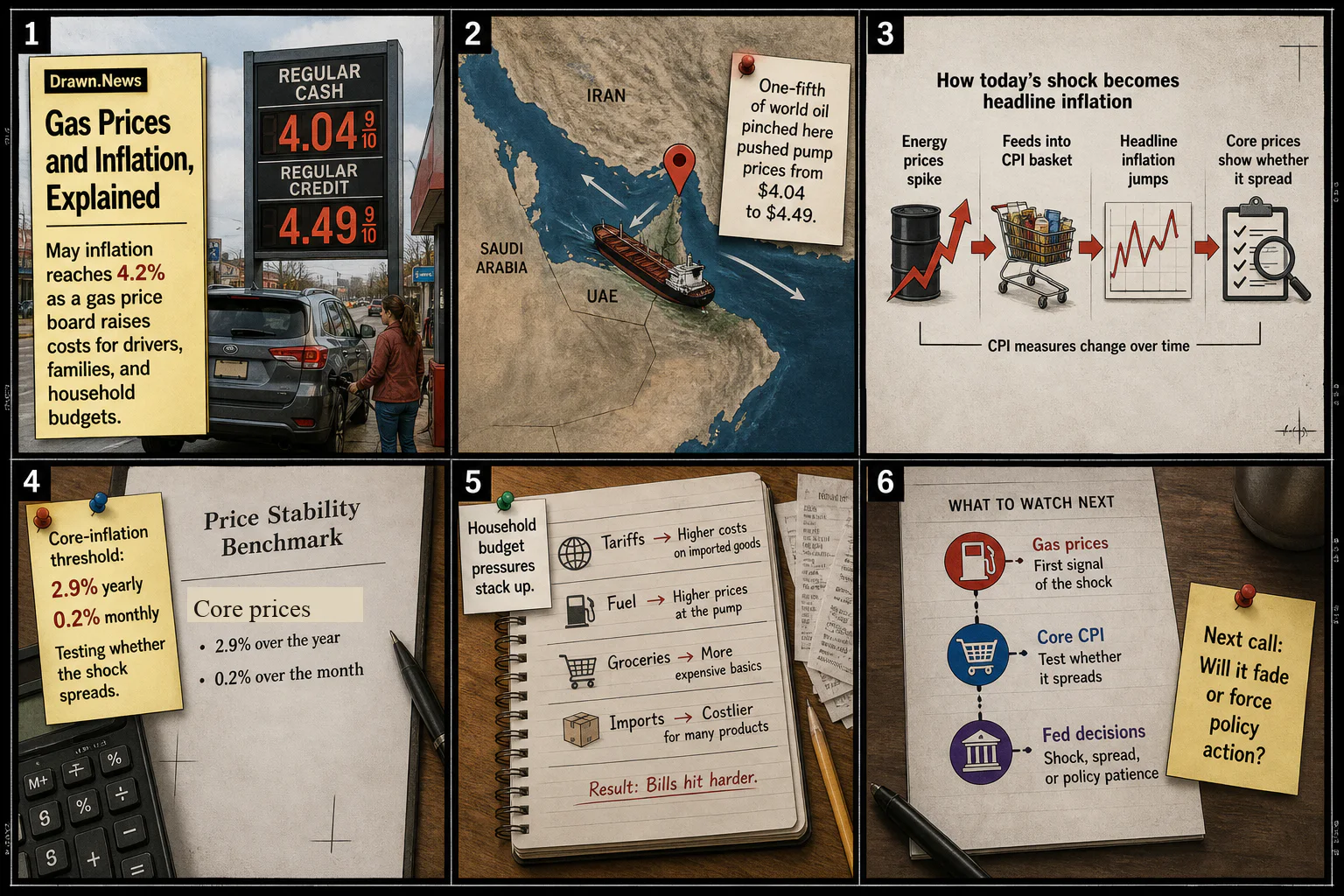 Drawn.News visual brief: Gas Prices and Inflation, Explained