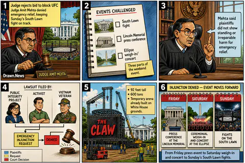 Drawn.News visual brief: Judge rejects bid to block UFC event at the White House