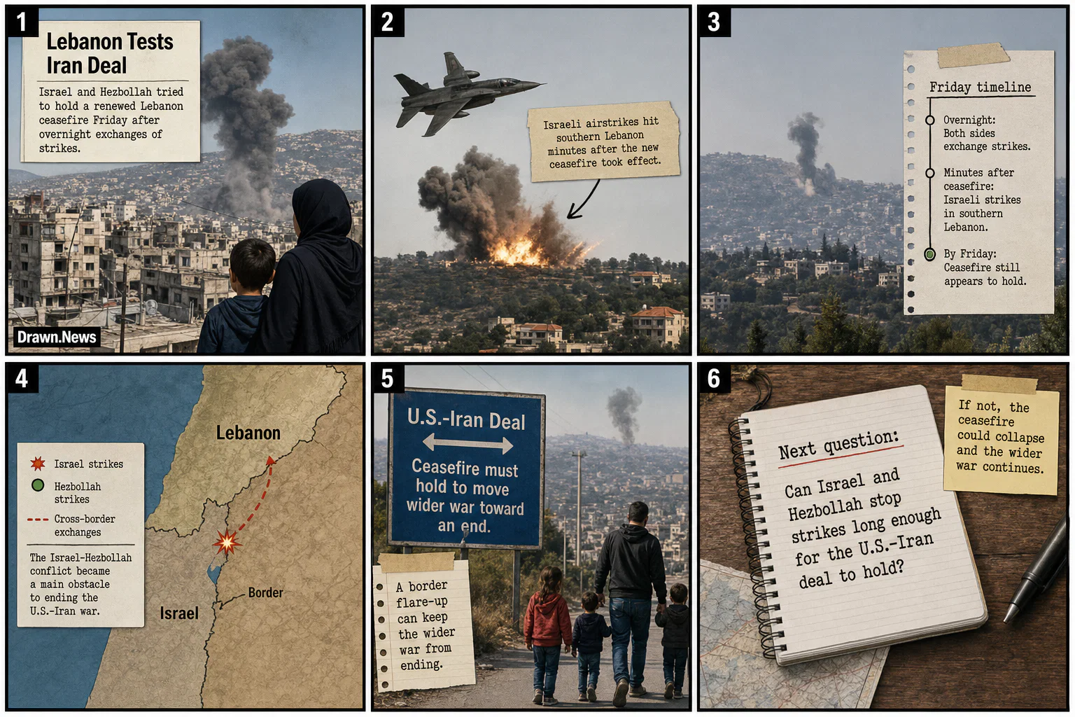 Drawn.News visual brief: Lebanon Ceasefire Tests U.S.-Iran Deal