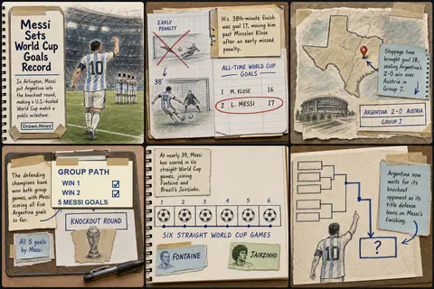 Drawn.News visual brief: Lionel Messi breaks record for most career World Cup goals