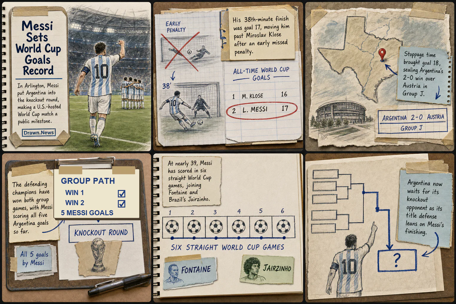 Drawn.News visual brief: Lionel Messi breaks record for most career World Cup goals