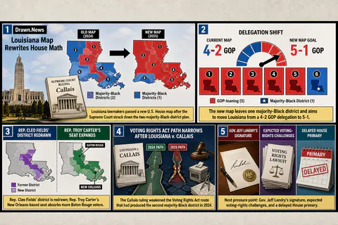 Drawn.News visual brief: Louisiana Republicans pass gerrymandered map that eliminates majority-Black district