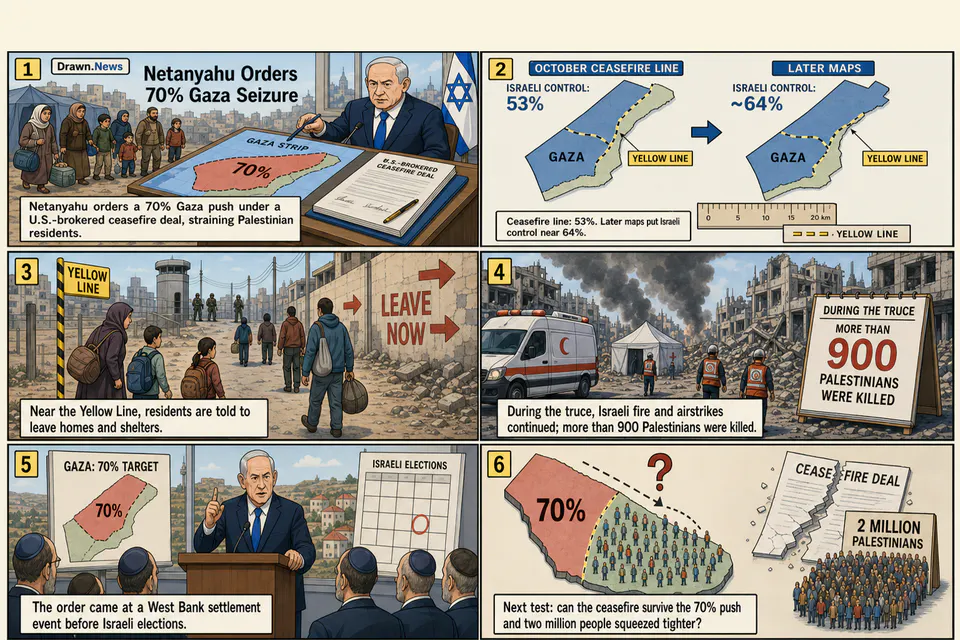 Drawn.News visual brief: Netanyahu Orders 70% Gaza Seizure