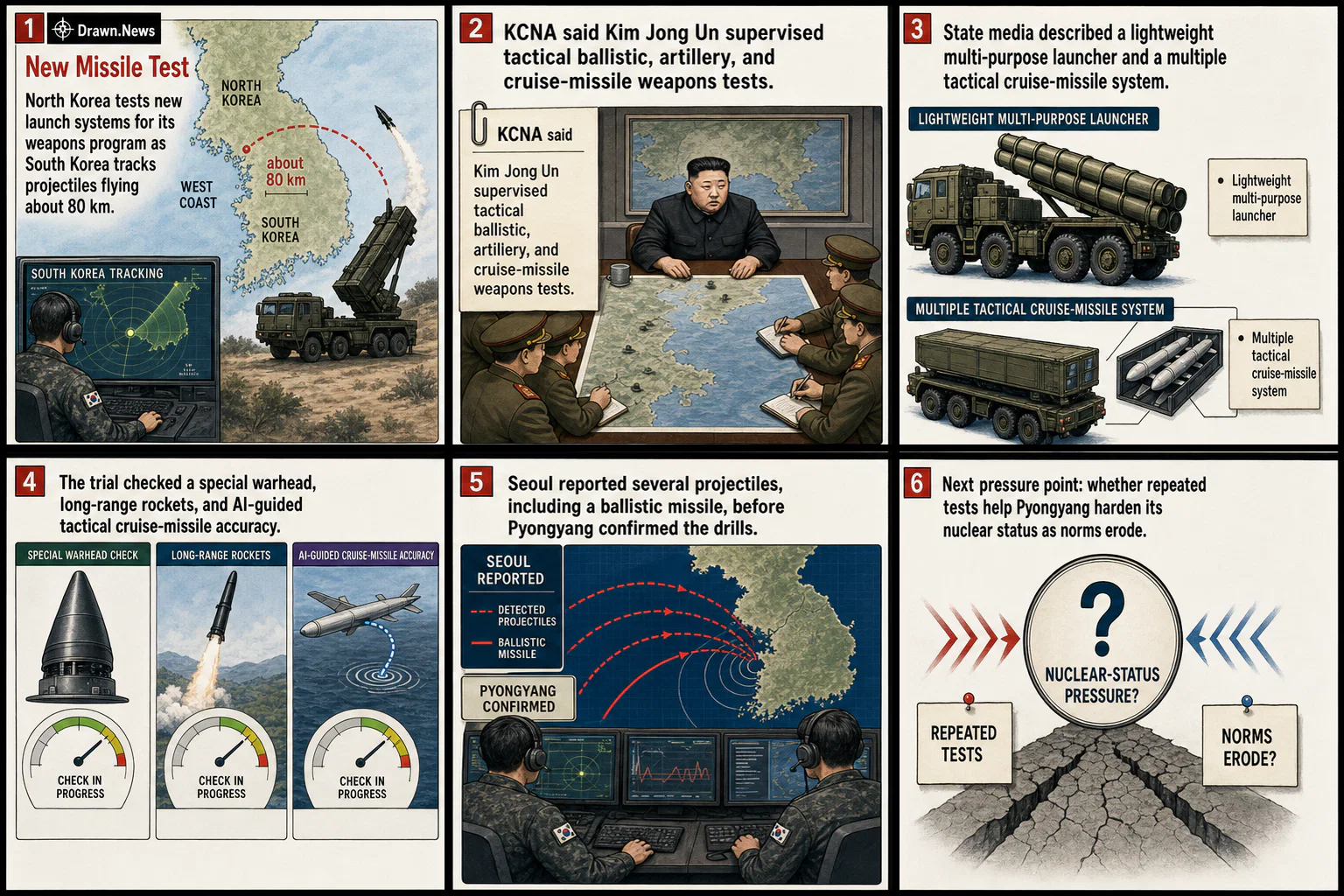 Drawn.News visual brief: North Korea tests new missile launch system — report
