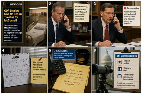 Drawn.News visual brief: Senate GOP Says McConnell Remains Hospitalized With No Return Timeline