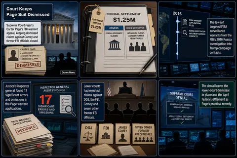 Drawn.News visual brief: Supreme Court leaves Carter Page's Comey lawsuit dismissed