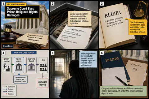 Drawn.News visual brief: Supreme Court Bars Prison Religious-Rights Damages
