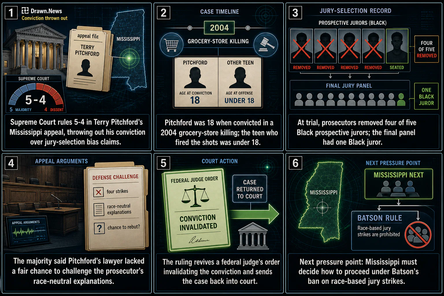 Drawn.News visual brief: Supreme Court throws out conviction