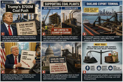 Drawn.News visual brief: Trump announces $700 million investment in coal industry