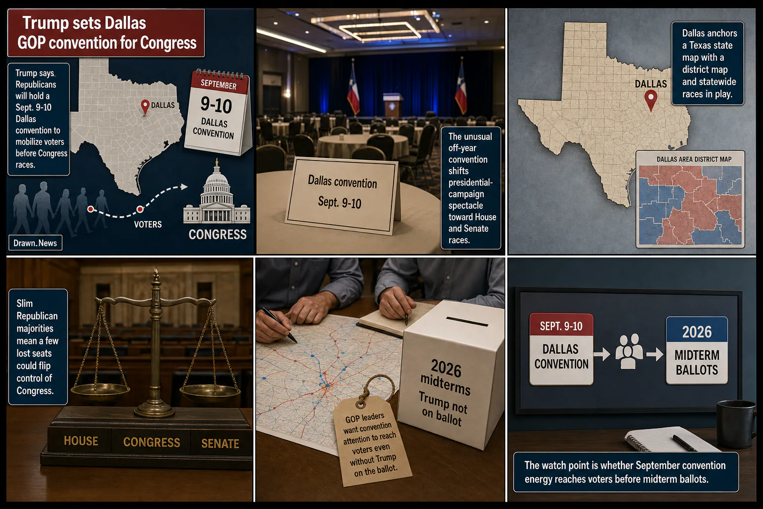 Drawn.News visual brief: Trump sets Dallas GOP convention for Congress
