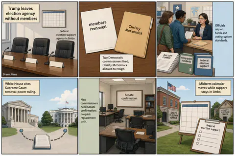Drawn.News visual brief: Trump leaves Election Assistance Commission without members