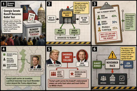 Drawn.News visual brief: Trump Endorsement Turns Georgia Senate Runoff into a Ballot Test
