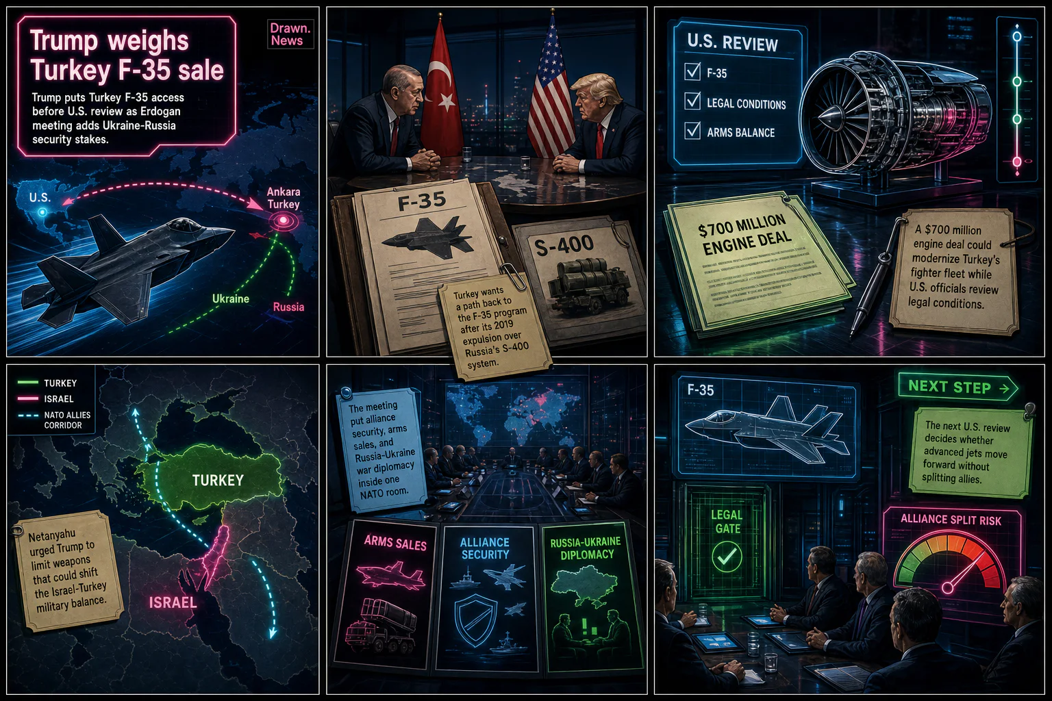 Drawn.News visual brief: Trump weighs Turkey F-35 sale as NATO talks test alliance arms balance