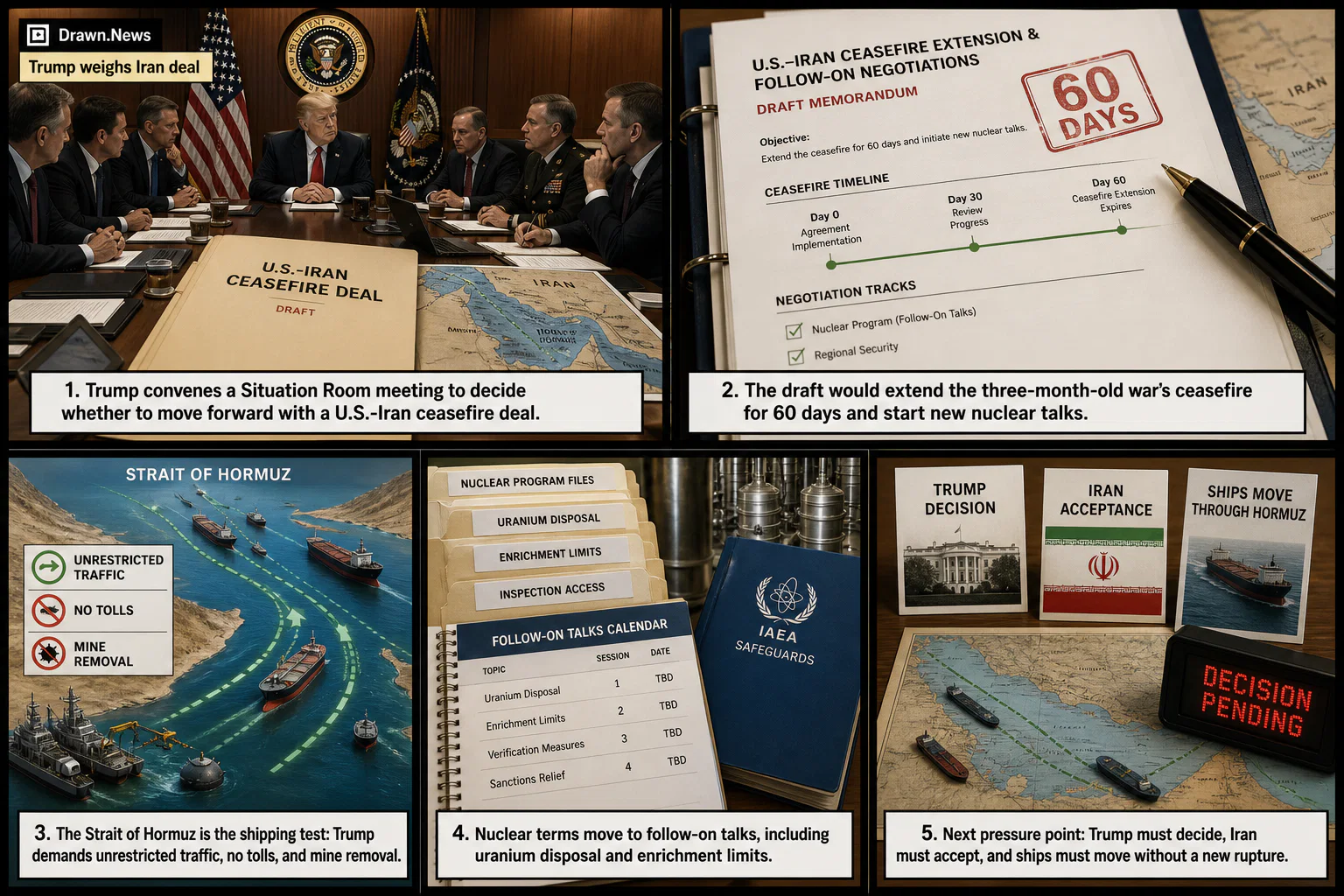 Drawn.News visual brief: Trump weighs Iran deal
