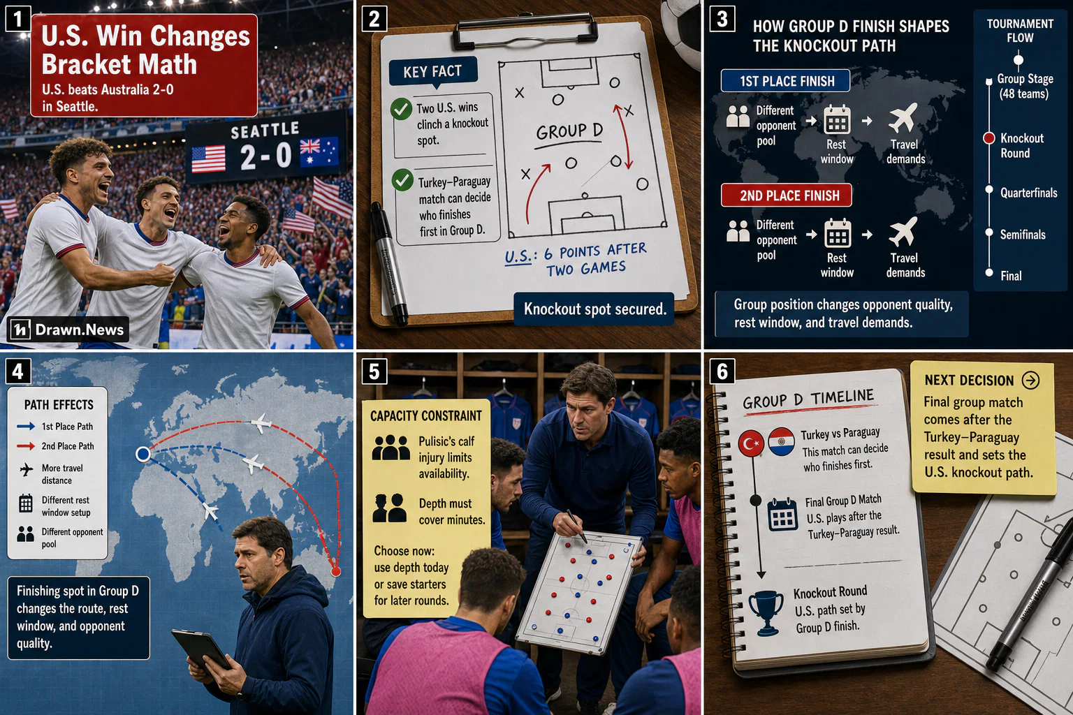 Drawn.News visual brief: U.S. Win Changes Group D Bracket Math