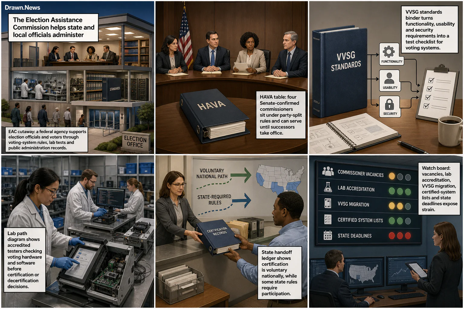 Drawn.News visual brief: What the Election Assistance Commission Does