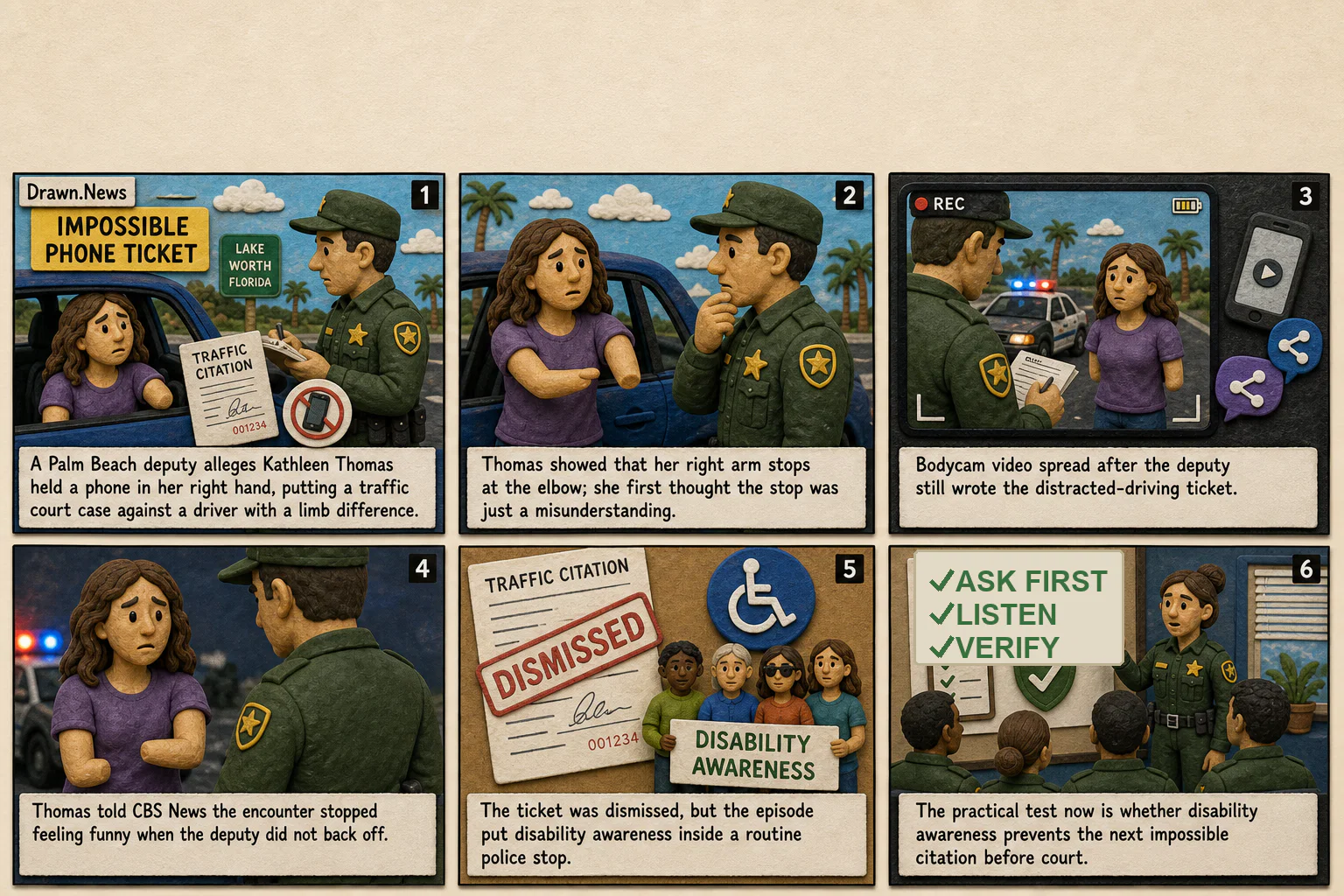 Drawn.News visual brief: Florida deputy writes impossible phone ticket