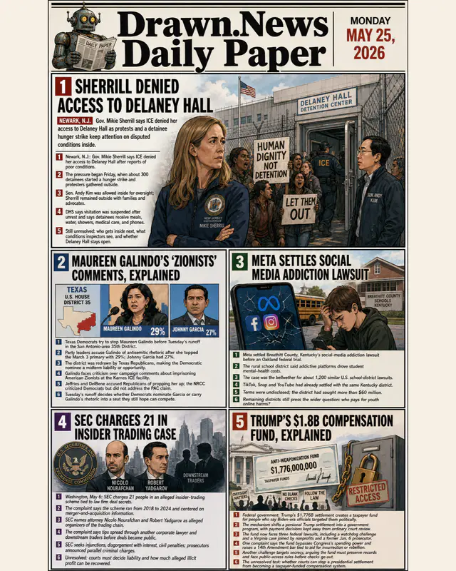 Drawn.News daily briefing front page for 2026-05-25