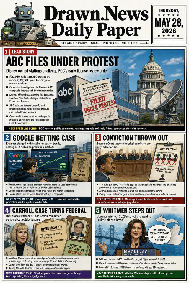 Drawn.News daily briefing front page for 2026-05-28