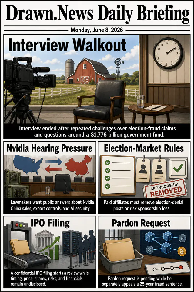 Drawn.News daily briefing front page for 2026-06-08