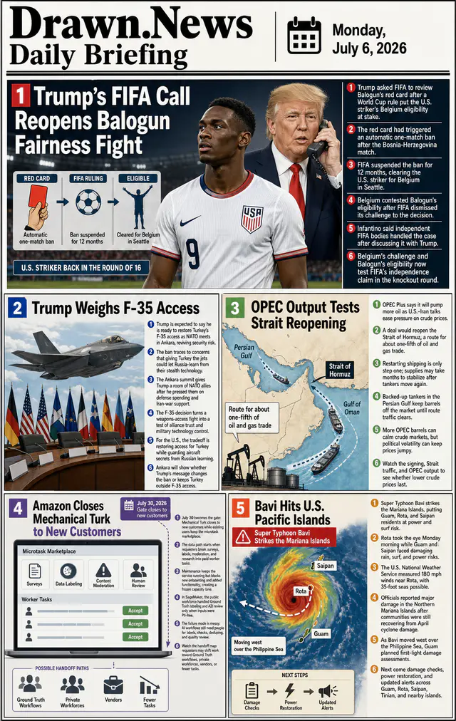 Drawn.News daily briefing front page for 2026-07-06