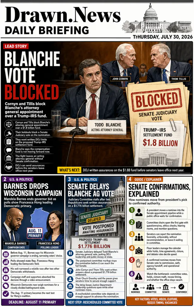 Drawn.News daily briefing front page for 2026-07-30